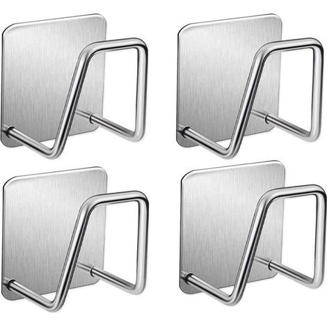 Crochet Adhésif - Multifonctionnel - Acier Inoxydable 304 - 4 Pcs - Support Éponge Cuisine - Installation Facile (1/4)
