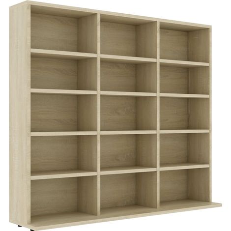 Étagère de Rangement pour CD/DVD, Armoire à CD Montage facile, Chêne sonoma 102x23x89,5 cm Aggloméré OIB9323E (1/5)