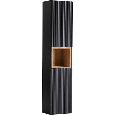 Columna de pared 2 puertas 1 compartimiento Riva Negro y Madera