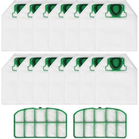 14 Pièces Sacs Aspirateurs pour Vorwerk Kobold VK200 FP200, Accessoires Sacs à Poussière Rechange avec 2 Filtres HEPA, Sac Aspirateur pour Vorwerk VK200, Sacs de Dépoussiérage en Non Tissé (1/5)