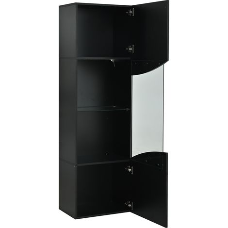 Vitrina alta para salón 35 x 50 x 165 cm negra con LED y puertas de cristal (1/5)