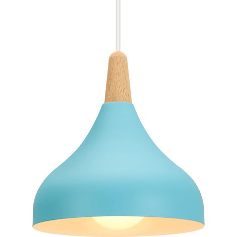 Lustre Suspension Rétro Suspension Luminaire Moderne Style Goutte Chapeau Plafonnier E27 Métal Lampe Suspension pour Chambre Salle à Manger Cuisine, Ø 20CM (Bleu 1 Pack) (1/4)