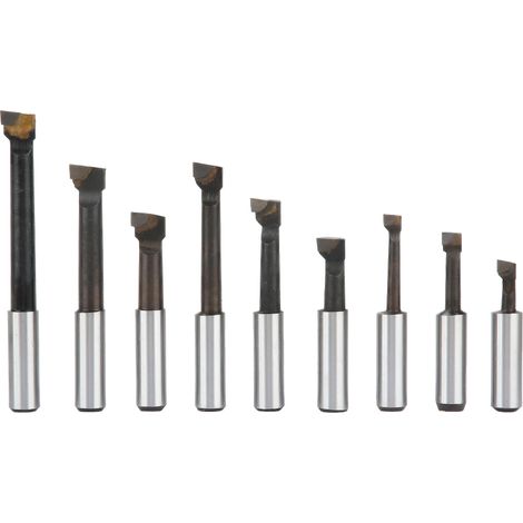 Jeu de 9 barres d'alésage à queue ronde en acier rapide (HSS) de 1/2 pouce, accessoires pour machines-outils (1/5)