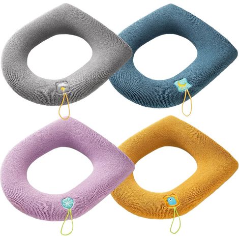 Lot de 4 abattants de WC, modèle lavé, universel, pour toilettes (1/5)