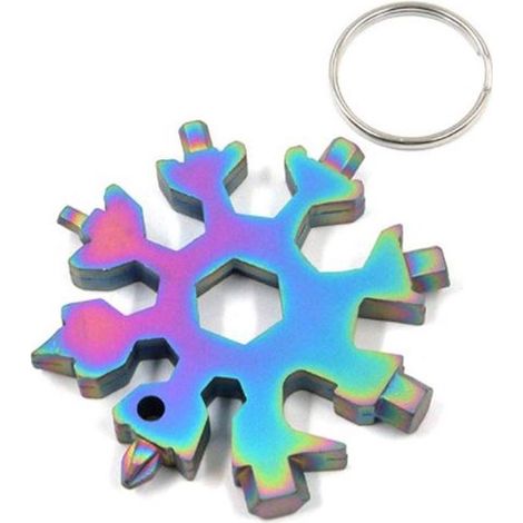 Outil multifonction 18 en 1 Coloré Porte-clés flocon de neige Clé Outil universel portable Tournevis Idée cadeau Cadeau Cadeau pour la fête des pères Cadeau pour lui (1/5)