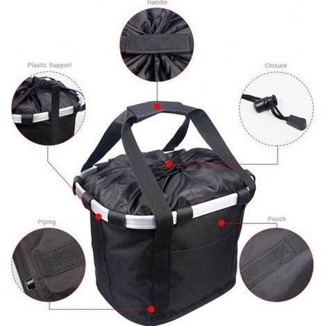 Tragbarer Fahrradlenkerkorb, Lenkertasche, Fahrradkorb geeignet für Rahmen aus Aluminiumlegierung, robustes Fahrradgepäck (1/4)
