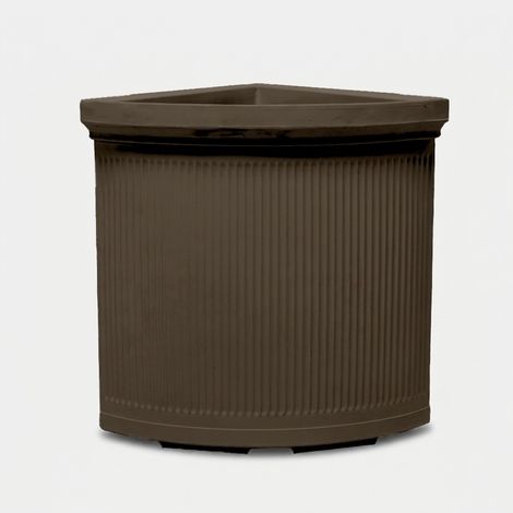Vaso da esterno angolare in polietilene Millerighe Angolo - Marrone (1/3)