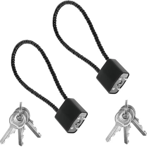 2 Pièces Cadenas en Corde d'acier avec Clés,Serre-câbles malléables pour Portail,Cadenas Renforcé à Long Crochet,pour Valise,Portail,vélo,Garage,Salle de Sport,casier (1/5)