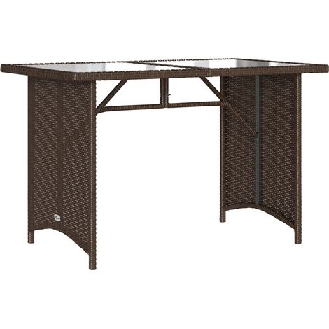 Mesa de jardín superficie vidrio ratán PE marrón 110x68x70 cm vidaXL (1/5)