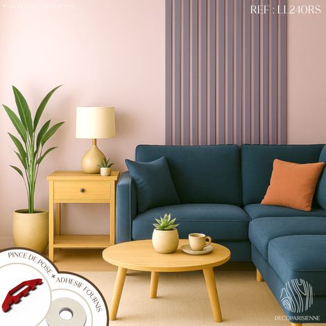 Kit tasseaux adhesif chene fonce - Gabarit de pose offert - Surface de 1,2 M2 - Panneau tasseau sur-mesure