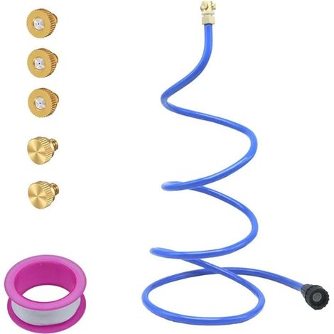 Système de brumisation d'extérieur de 76 Pouces, brumisateur terrasse Portable réglable avec Conception Anti-Obstruction, Ajustement Tuyau 3/4 Pouces, Bleu, Refroidissement Jardin po