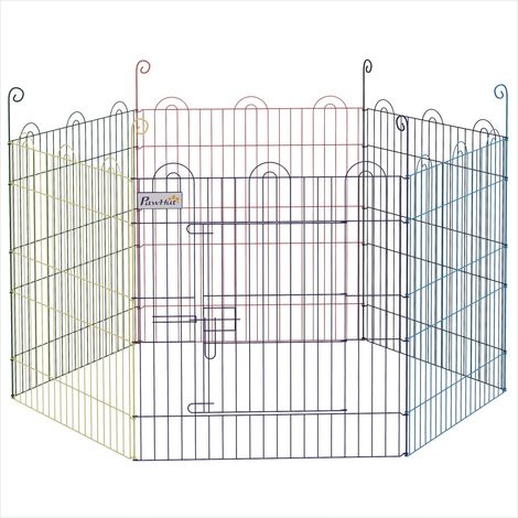 Barrière pour chien en métal pliable avec porte et 6 panneaux (1/5)