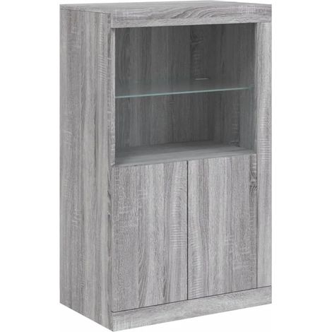 Mueble auxiliar de diseño moderno con iluminación LED 60,5 x 37 x 100 cm fabricado en madera de ingeniería Sonoma gris 020049361 (1/5)