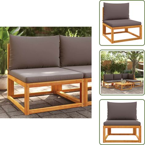 The Living Store Gartensessel ohne Armlehnen mit Kissen Massivholz Akazie - Gartenstuhl - Holzsessel - Outdoor Möbel - Balkonmöbel - Esszimmergarnitur
