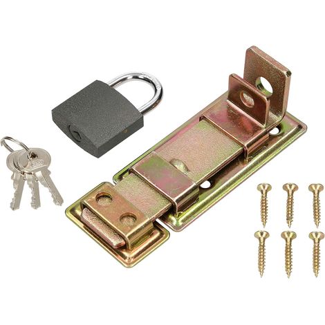 KOTARBAU Verrou droit 130 mm + solide cadenas jaune galvanisé universel (1/5)