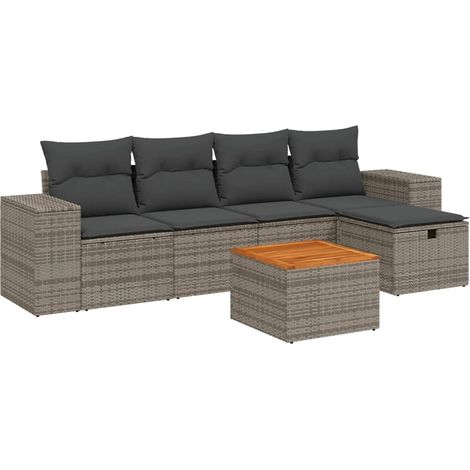 Maison Exclusive - 6-tlg. Garten-Sofagarnitur mit Kissen Grau Pol