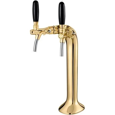 Schanksäule, Bierzapfsäule - Goldfarben, 2-leitig, elegant, "Topp-Qualität" (Paketpreis) (1/3)
