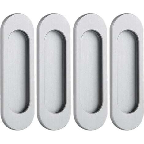 Lot de 4 poignées de porte coulissante ovales auto-adhésives en alliage d'aluminium sans perforation pour porte de grange (1/4)