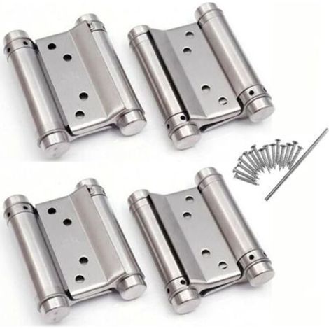 4 pcs charnière paumelle portes va-et-vient ressort double action acier inoxydable saloon western, 75 mm (Charge Jusqu'à 15kg) (1/5)