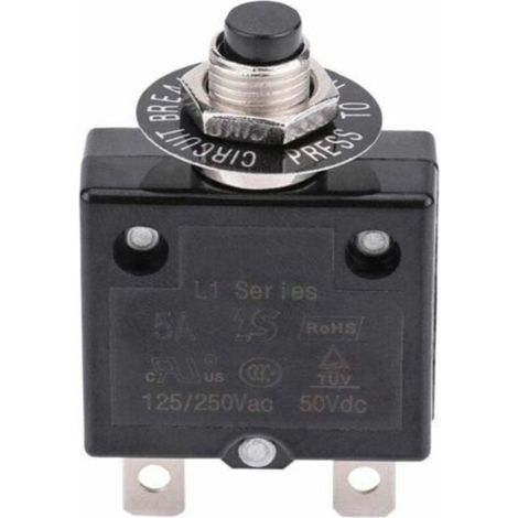 Disjoncteur 10A Interrupteur thermique de réinitialisation en option, 125-250V AC 50V DC Disjoncteur à bouton-poussoir de protection contre les surcharges de courant