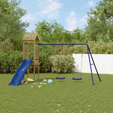 Aire de jeux extérieure : Aire de jeux d'extérieur bois massif de douglas jeu extérieur enfant, aire de jeu jardin, balançoire enfant , pour jardin, usage domestique , enfant 3-8 ans (1/5)