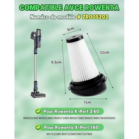 Filtros de repuesto para aspiradora inalámbrica Rowenta X-Pert 3.60/160 - Paquete de 2 filtros lavables de alta filtración (1/4)