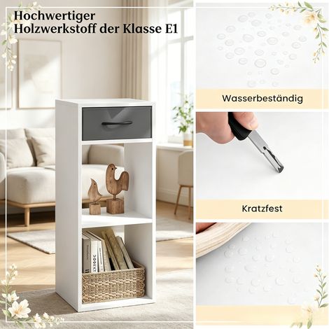 Étagère cube avec tiroir en tissu, bibliothèque ouverte, meuble de rangement et présentoir, design moderne, 1 unité. (1/5)