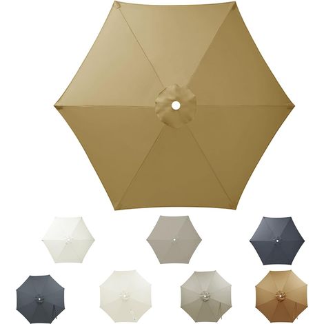 Housse de rechange pour parasol de marché, 3 m8, imperméable, avec pare-soleil,toile de rechange pour 8 baleines, baldaquin de rechange pour parasol d'extérieur (1/5)
