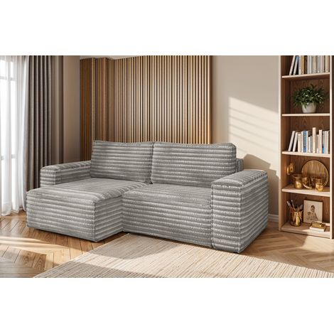 L-förmiges Bohoo-Ecksofa mit Schlaffunktion stoff Velo Grau Links (1/5)