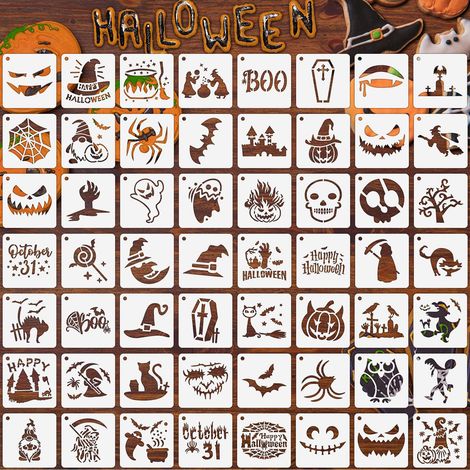 56 Pochoirs Halloween, Citrouille Plastique Peinture Bois (1/5)