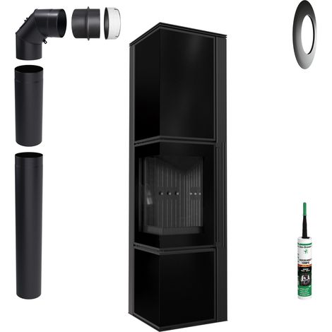 Kaminofen KRATKI TORA 8 kW ∅150 Schwarz Glas Zubehör & Türsystem (1/5)