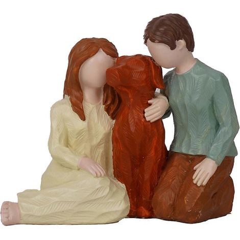 Paar- und Hundestatue, Souvenir, Skulptur für Familien und Hundeliebhaber