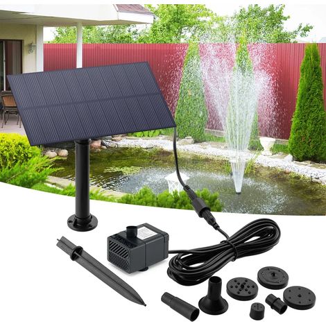 Fontaine à eau 5W 5V pour jardin, avec piquet, panneau solaire, pompe à eau, système d'arrosage, kit d'économie d'énergie pour aquarium (1/5)
