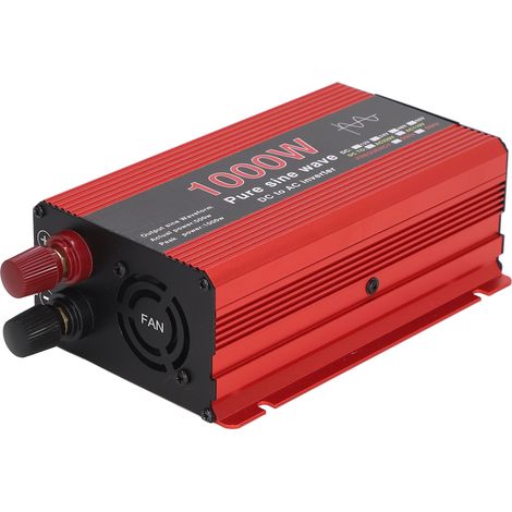 Onduleur 1000 W à onde sinusoïdale pure CC 12 V vers CA 220 V avec protection contre les surcharges pour applications solaires, éoliennes et automobiles.