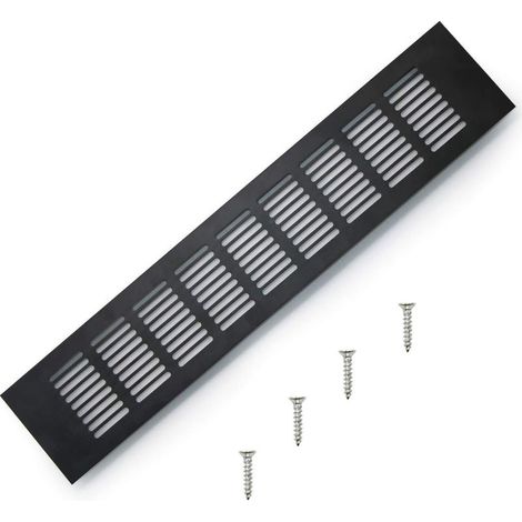 Grille D’aération en Aluminium à Encastrer, Grille de Ventilation 400 mm Angulaire pour la Ventilation des Placards et des Chambres (Noir) (1/5)
