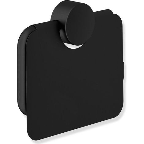 WC-Papierhalter m. Deckel Edst. Schwarz matt, Klebebef. schw tma (1/3)