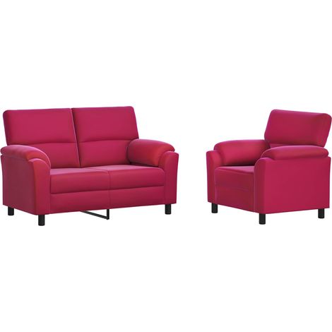 Set di divani 2 pcs Rosso Vino Velluto vidaXL (1/5)