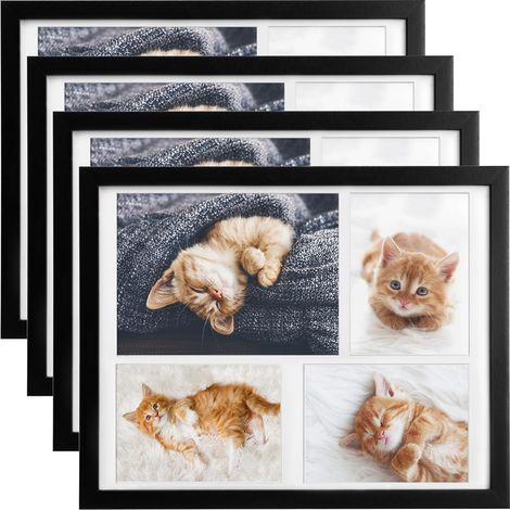 4x cadres photo 10x15 cm & 15x21 cm pour 4 photos, noir