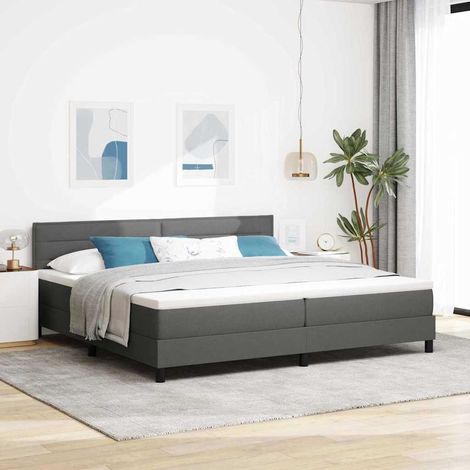 Cama tipo Box Spring con colchón Gris oscuro 200 x 200 cm tela
