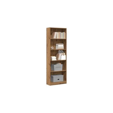 Bibliothèque en bois 5 niveaux L60xH176xP24 - Collection Klazik-Marron clair (1/5)