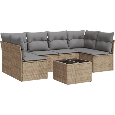 Maison Exclusive - Set sofás de jardín 7 piezas y cojines ratán s (1/3)
