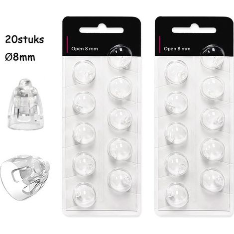 Lot de 20 embouts auditifs – Compatibles – Ventilation ouverte 8 mm – Silicone – Accessoires pour prothèses (1/5)