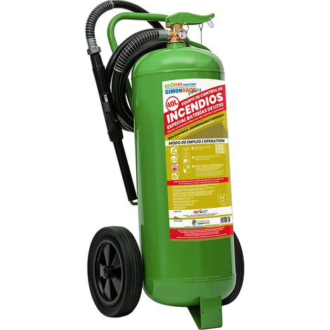 Extincteur écologique 40 lt. Ecofire sur chariot classes d’extinction A-B-C-D-F-Li-(batteries au lithium) maison auto travail Simonrack