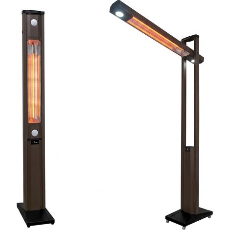 Stufa Elettrica ad infrarossi da Esterno 50x25x200 cm in Fibra di Carbonio con Luce Led Skyline Grigio Tortora (1/5)