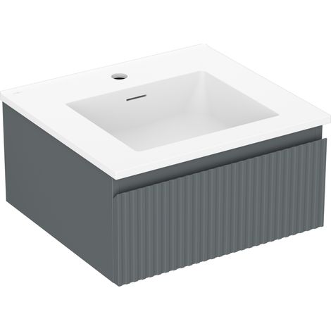 Mexen Rivel Badezimmerschrank 50 cm mit Waschbecken Otis, 1 Schublade, gerillt, graphit matt/weiß matt - 91A20-05023-1-BF66-W18 (1/5)