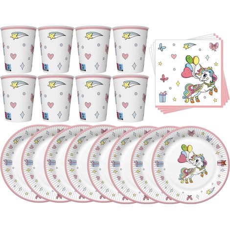 Set di piatti, tazze, tovaglioli, unicorno (1/4)