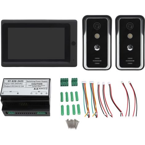 Kit sonnette vidéo filaire 7 pouces avec vision nocturne WiFi, interphone de porte, déverrouillage à distance par APP, enregistrement pour maison AC100-240V (1/5)