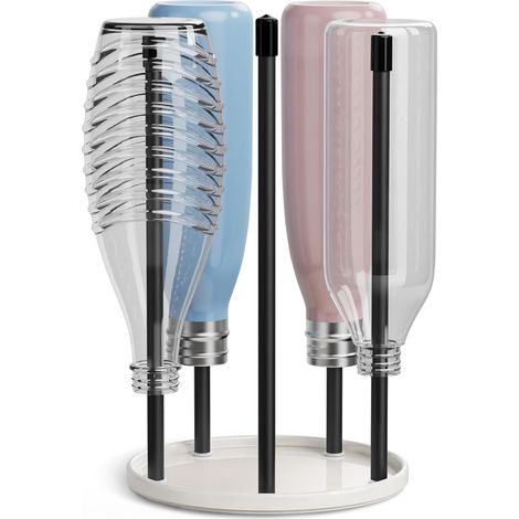Porte-bouteilles pour SodaStream - Égouttoir en céramique de qualité supérieure avec bac d'égouttement 5 bouteilles Crystal Blanc'Parent'Blanc'- (1/5)