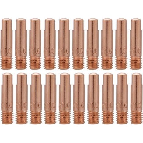 Pointe de contact en cuivre 20 pièces, pour consommables de torche de soudage MIG/MAG 15AK (1,0 mm) (1/5)