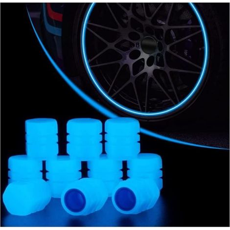 Bouchons de Valve de Pneu - Fluorescent - 10 Pièces - Bleu - Universel - Durable (1/4)